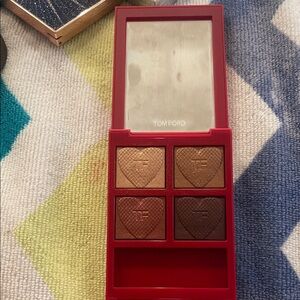 Tom Ford quad in honeymoon. Red Compact with Brown and Gold Eyeshadows